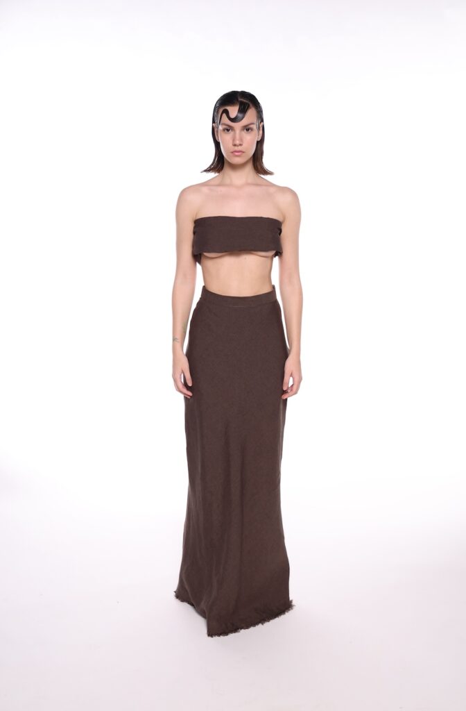 Berna Brown Linen Skirt