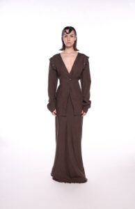 REGUSH Berna Brown Linen Shirt and Skirt 6