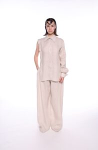 REGUSH CEM BEIGE LINEN PANTS SHIRT SET 4