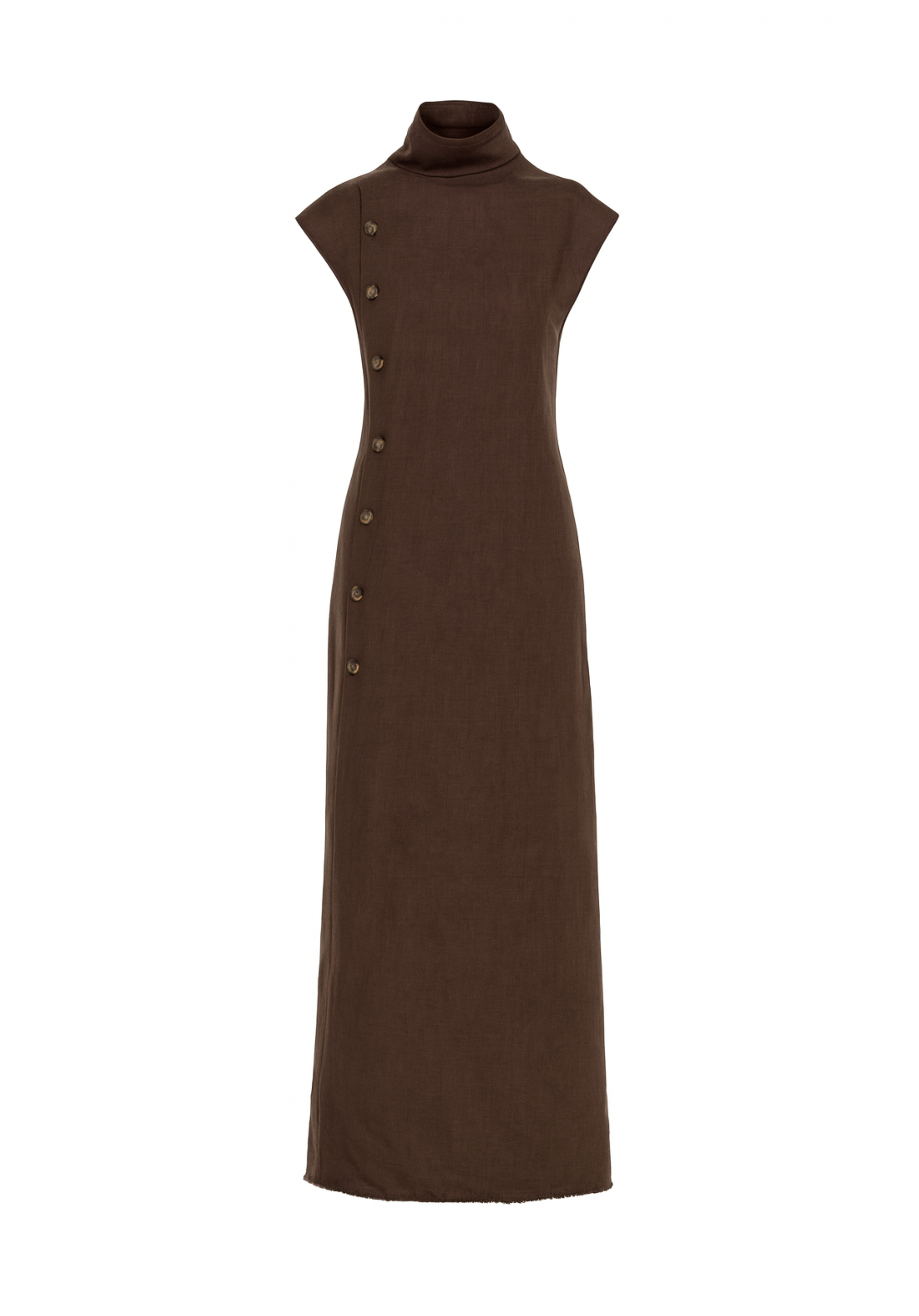 Dualta Brown Linen Maxi Dress