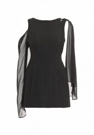 REGUSH Diana Black Chiffon Mini Dress