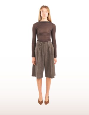 Regush Denata Brown Wool Herringbone Culottes 1