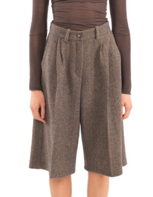 Regush Denata Brown Wool Herringbone Culottes 2