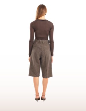 Regush Denata Brown Wool Herringbone Culottes 3