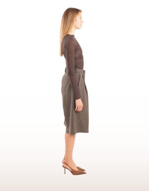 Regush Denata Brown Wool Herringbone Culottes 4