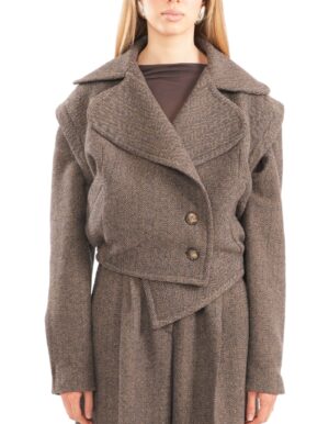 Regush Denata Brown Wool Herringbone Jacket 2