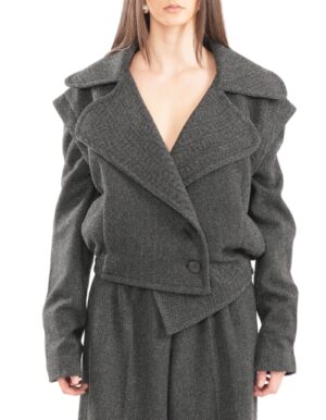 Regush Denata Grey Wool Herringbone Jacket 2