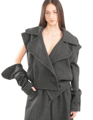 Regush Denata Grey Wool Herringbone Jacket 5