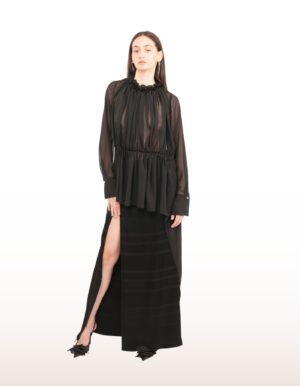 Regush ENET Crepe Satin Maxi Skirt and ENJI Black Blouse 2