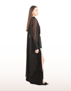 Regush ENET Crepe Satin Maxi Skirt and ENJI Black Blouse 4