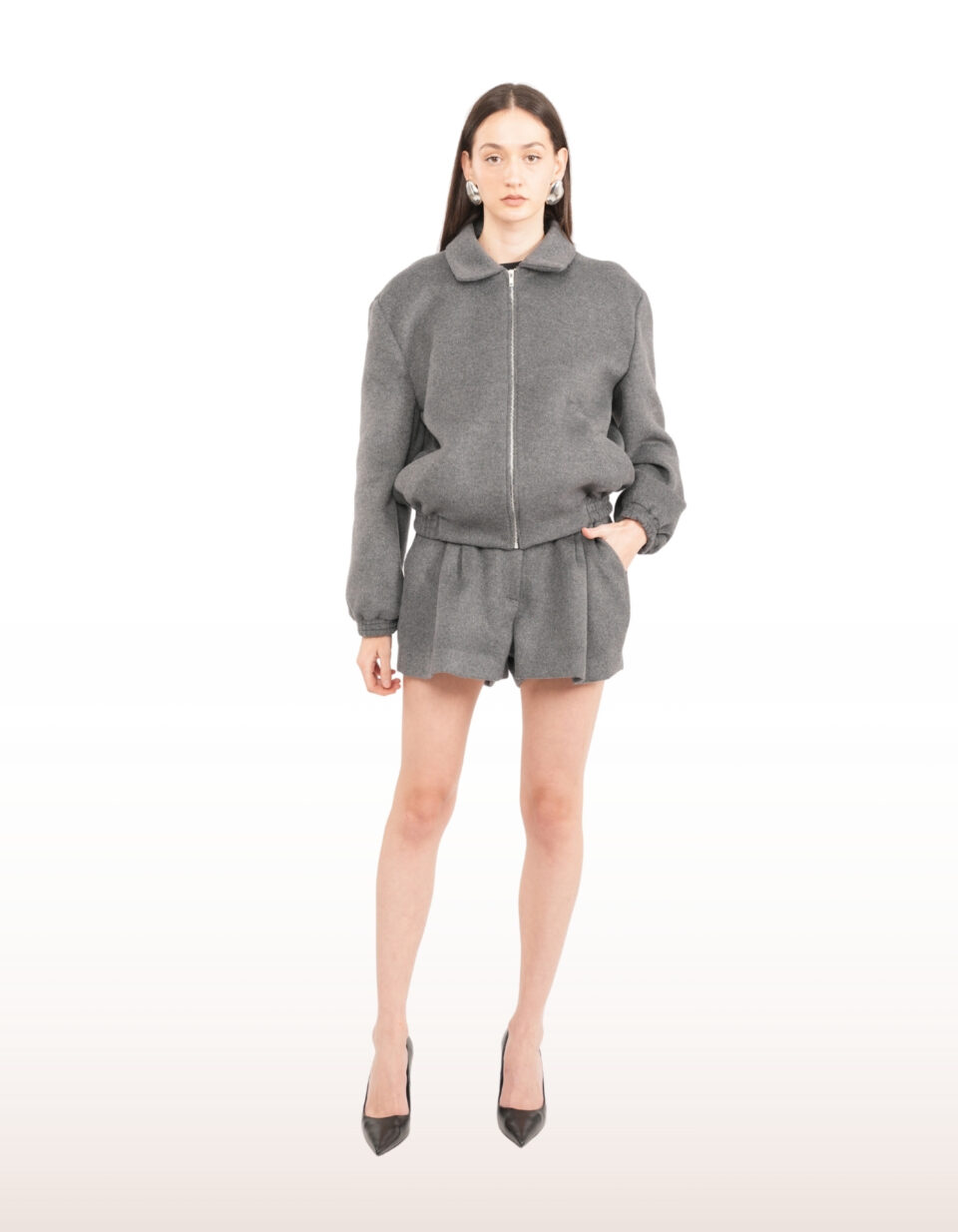 Gajtan Grey Wool Bomber Jacket