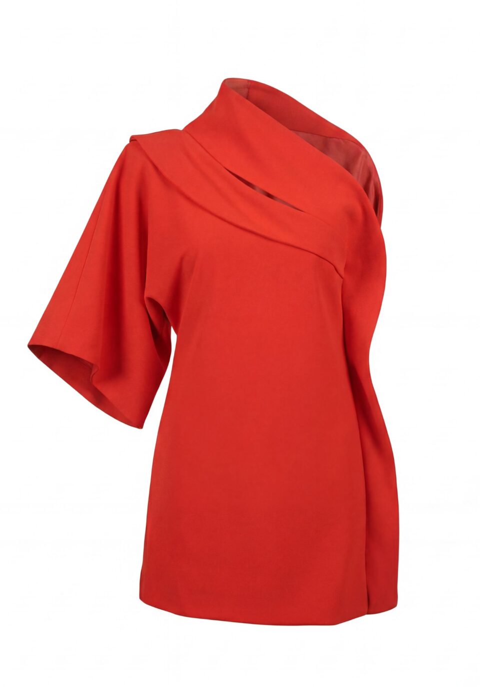 Brinda One-Shoulder Mini Dress in Vibrant Red