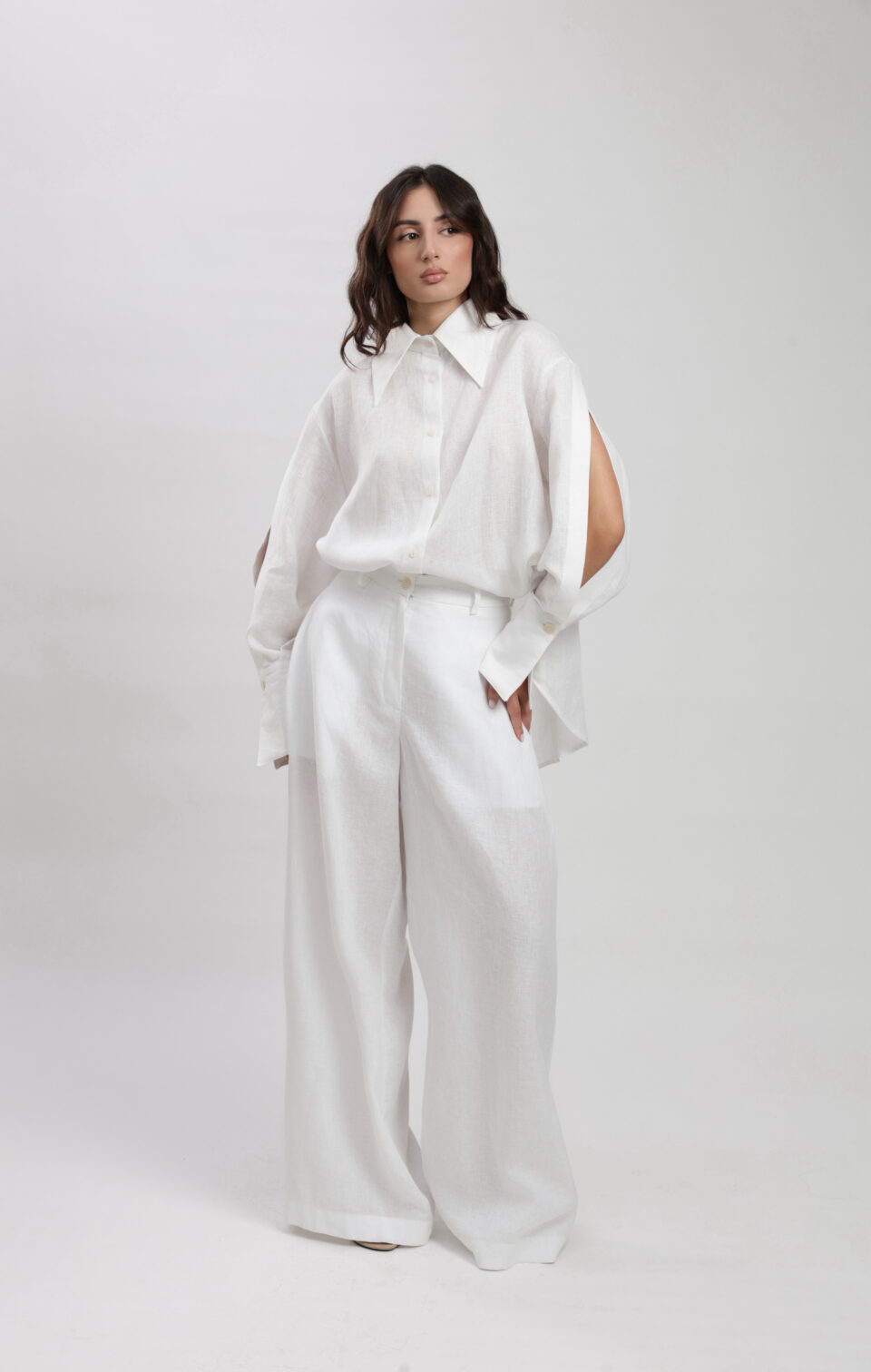 Besa White Linen Pants