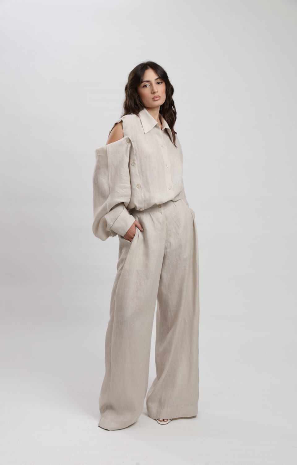 Cem Beige Linen Pants