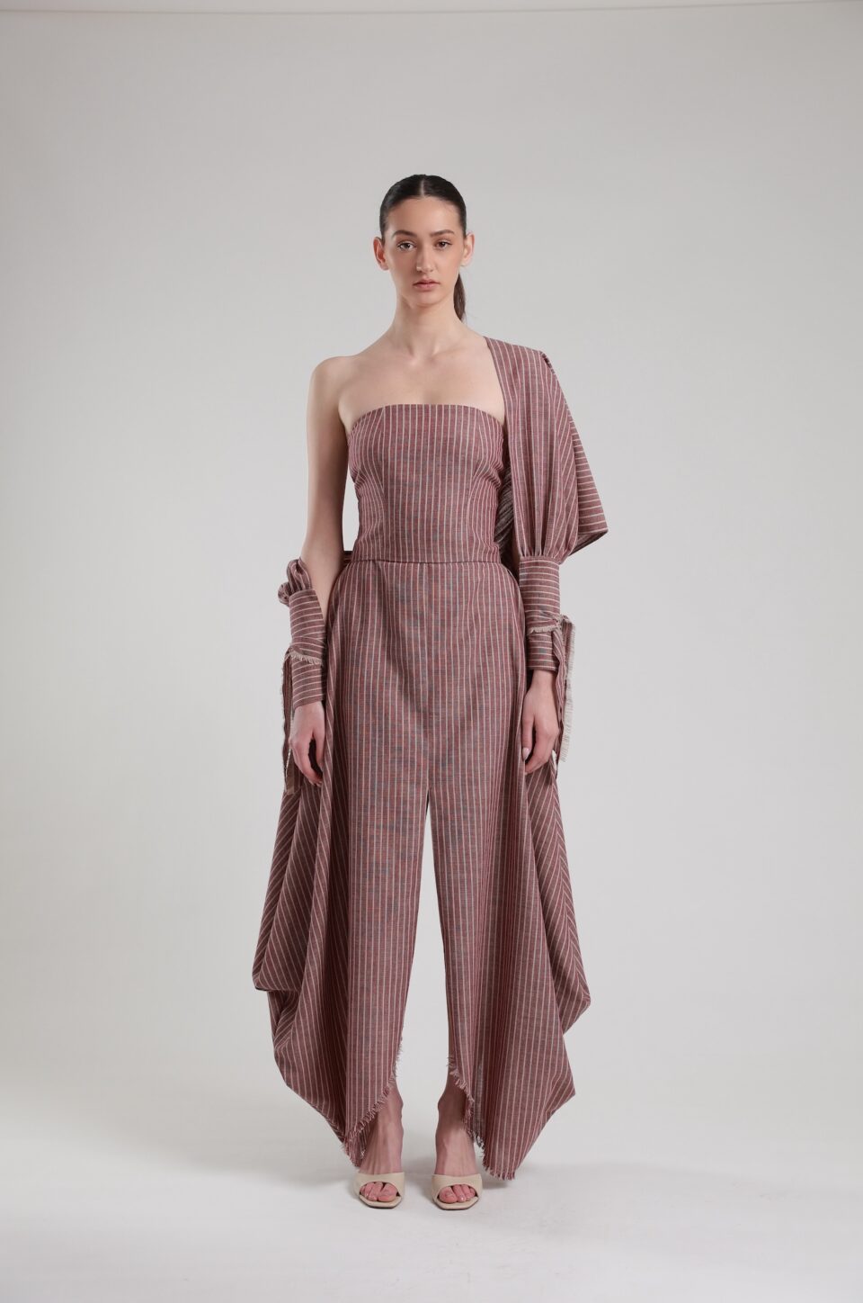Dasara Maxi Linen Pinstripe Dress