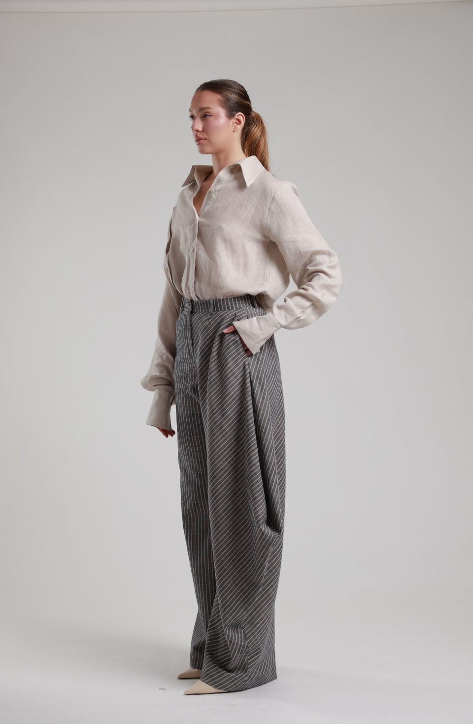 Ditilia Pinstripe Linen Trousers